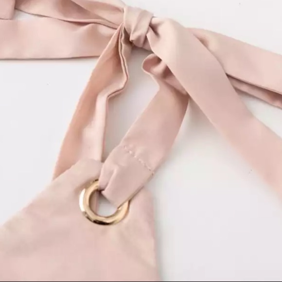 BLUSH PINK TIE STRAPS TANK TOP SPRING WOMENS - Picture 3 of 4